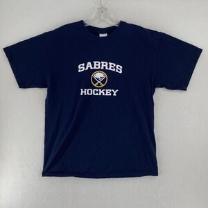 Buffalo Sabres 2010 Men's T Shirt Size Large Go Deep 16 Blue NHL Hockey Stanley